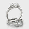 Oval 3 Stone Vintage Pave Ring