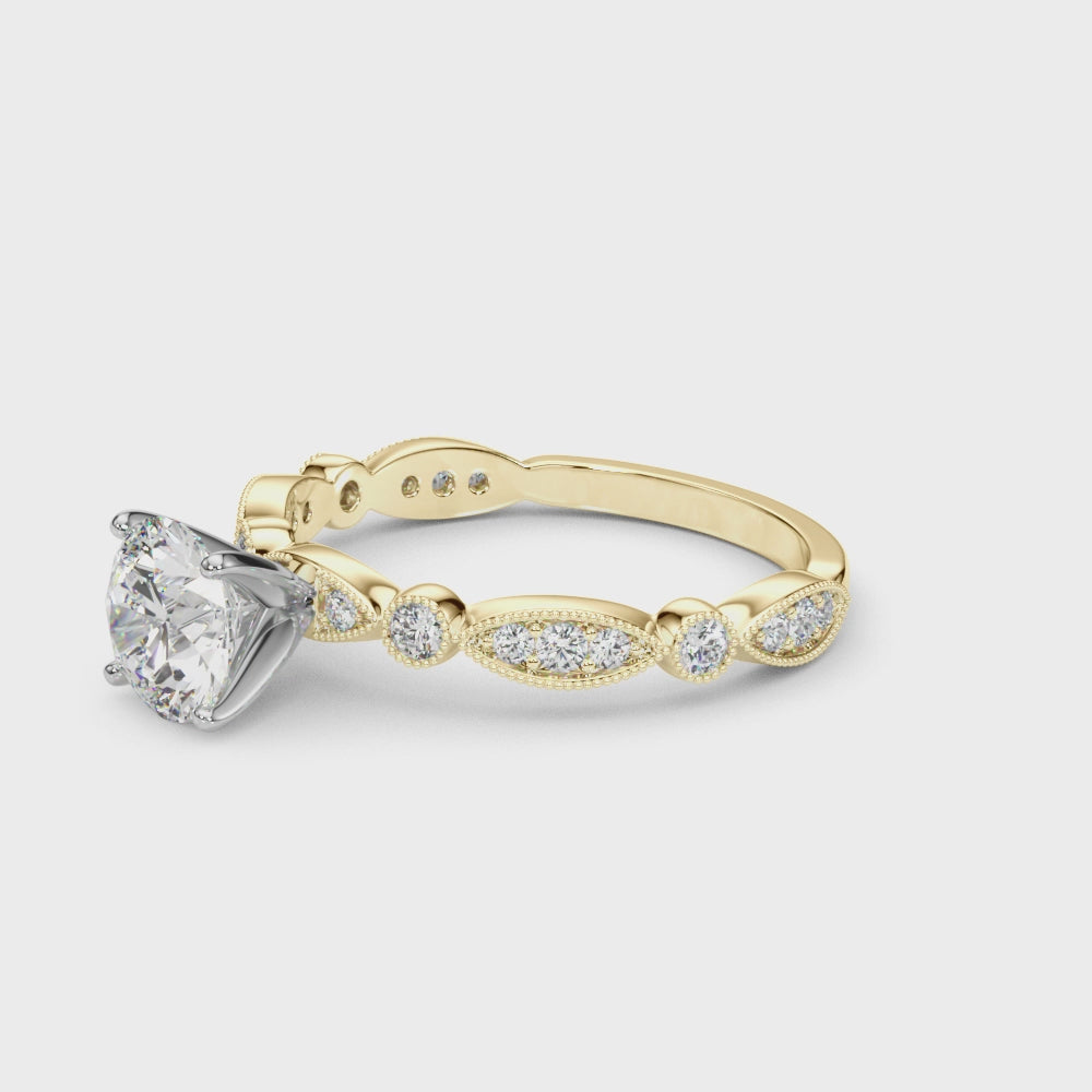 Vintage Round with Marquise Alternating Band