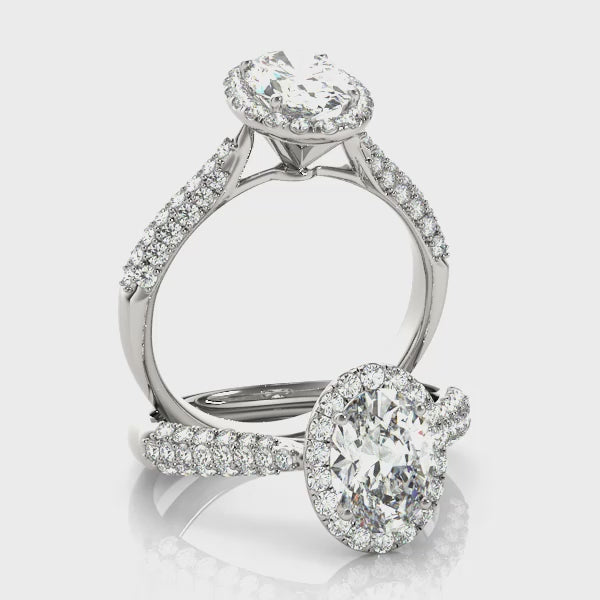 Oval Halo with Triple Pave Band