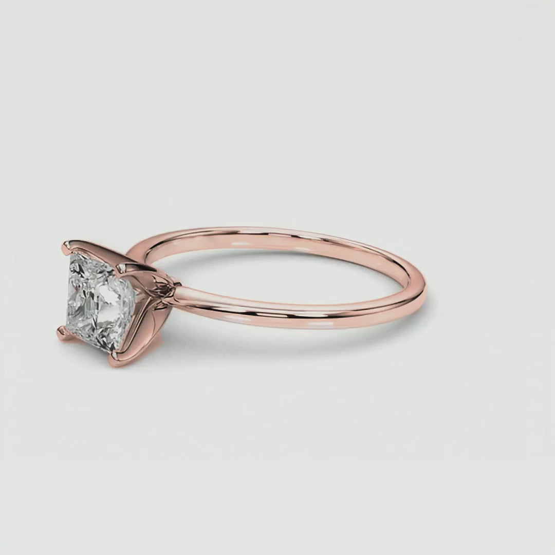 Princess Cathedral Solitaire 360 view, rose gold