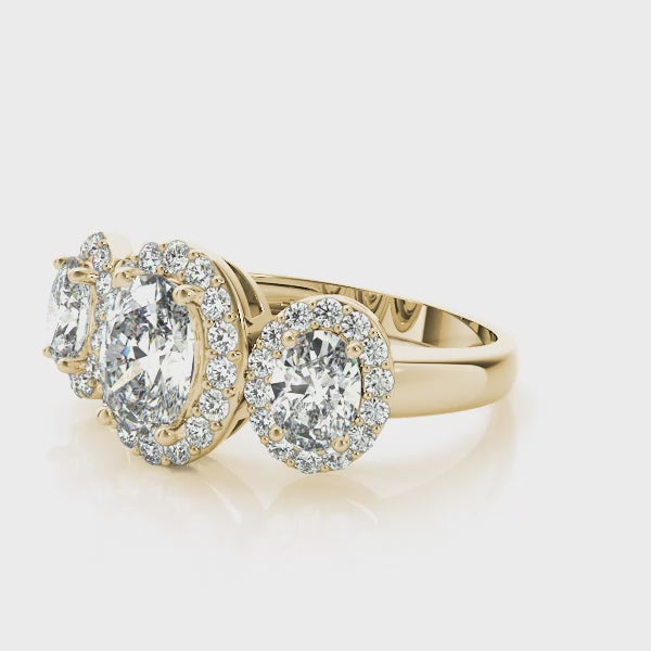 Triple Oval Halo Ring
