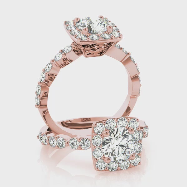 Round Halo with Double Stone Band
