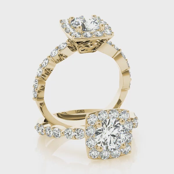 Round Halo with Double Stone Band