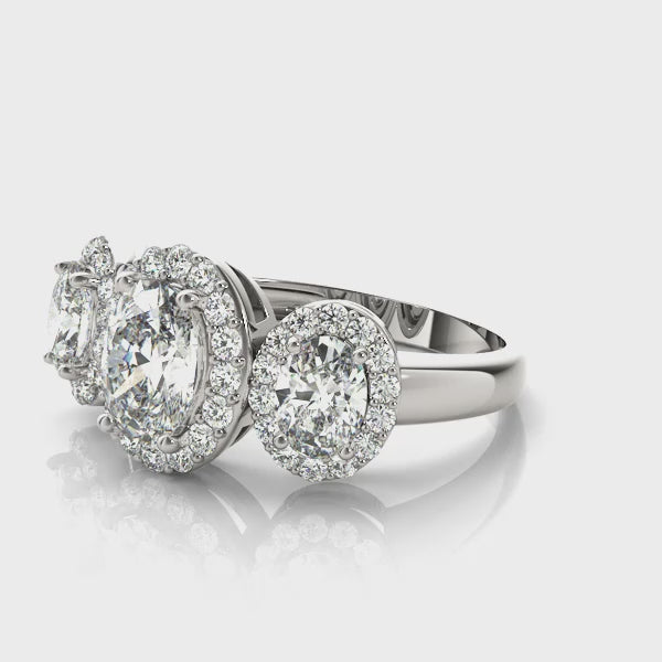 Triple Oval Halo Ring