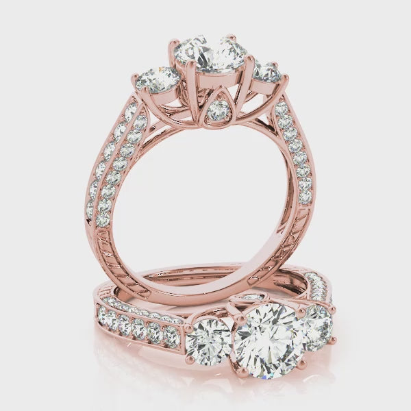 Round 3 Stone with Triple Pave Band