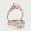 Oval 3 Stone Trellis Pave Ring