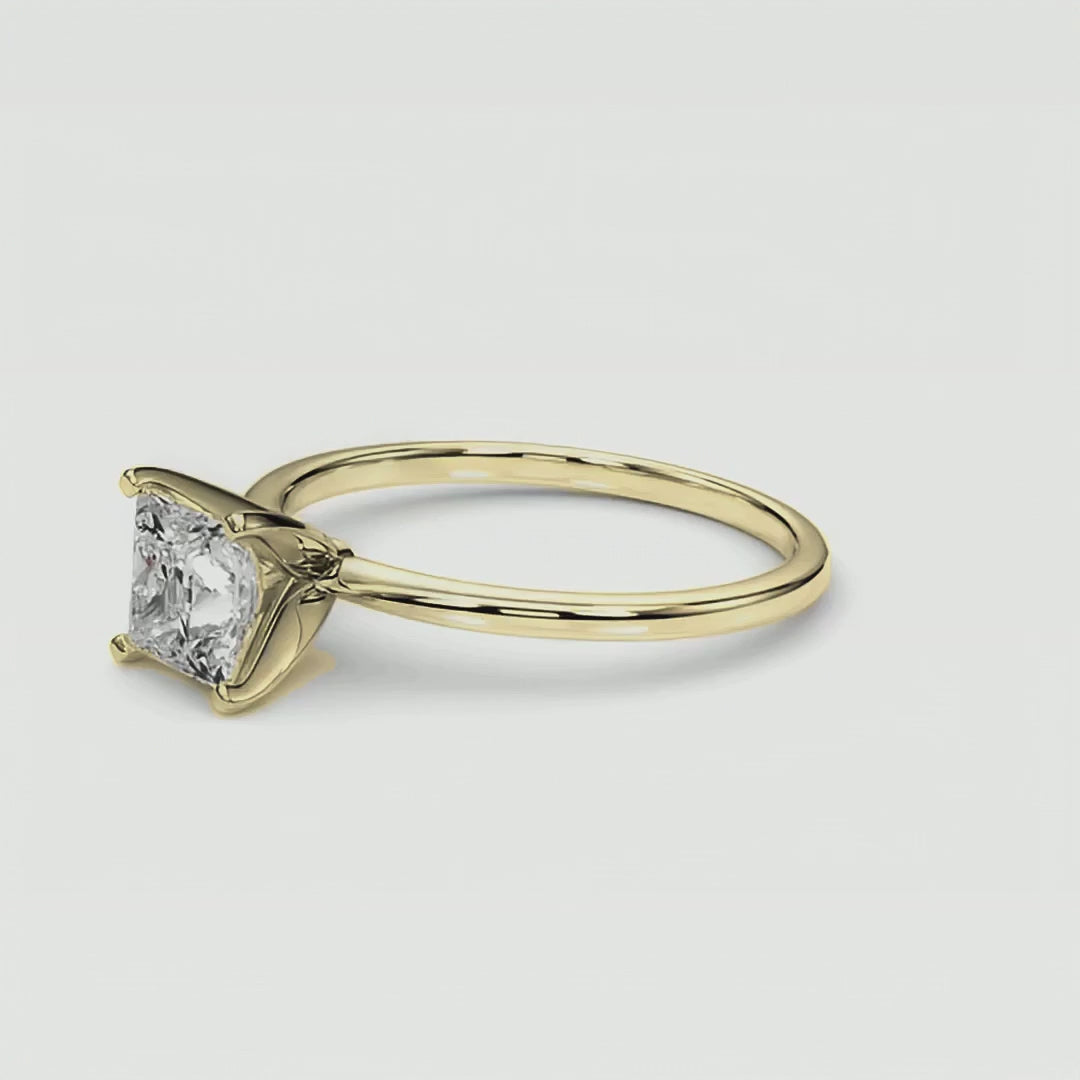 Princess Cathedral Solitaire 360 view, yellow gold