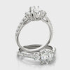 Oval 3 Stone Trellis Pave Ring