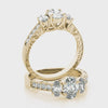 Oval 3 Stone Vintage Pave Ring