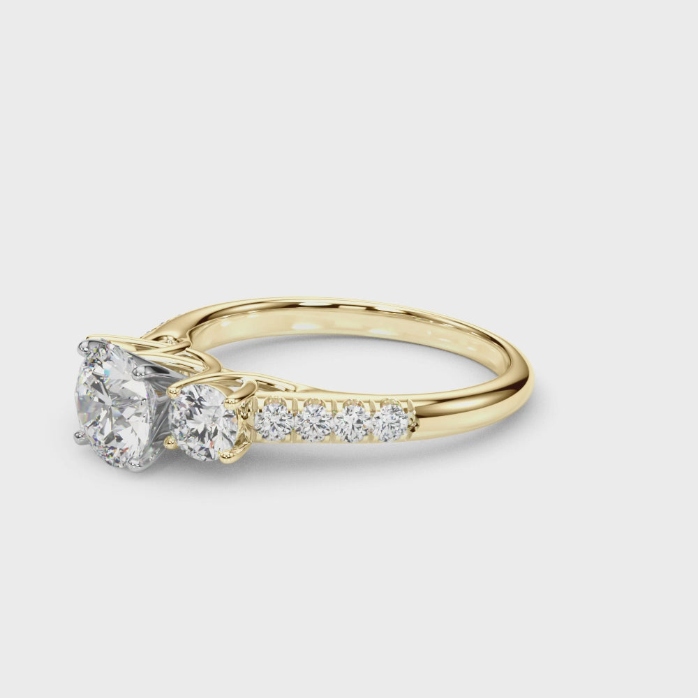 Round 3 Stone Trellis Pave Ring