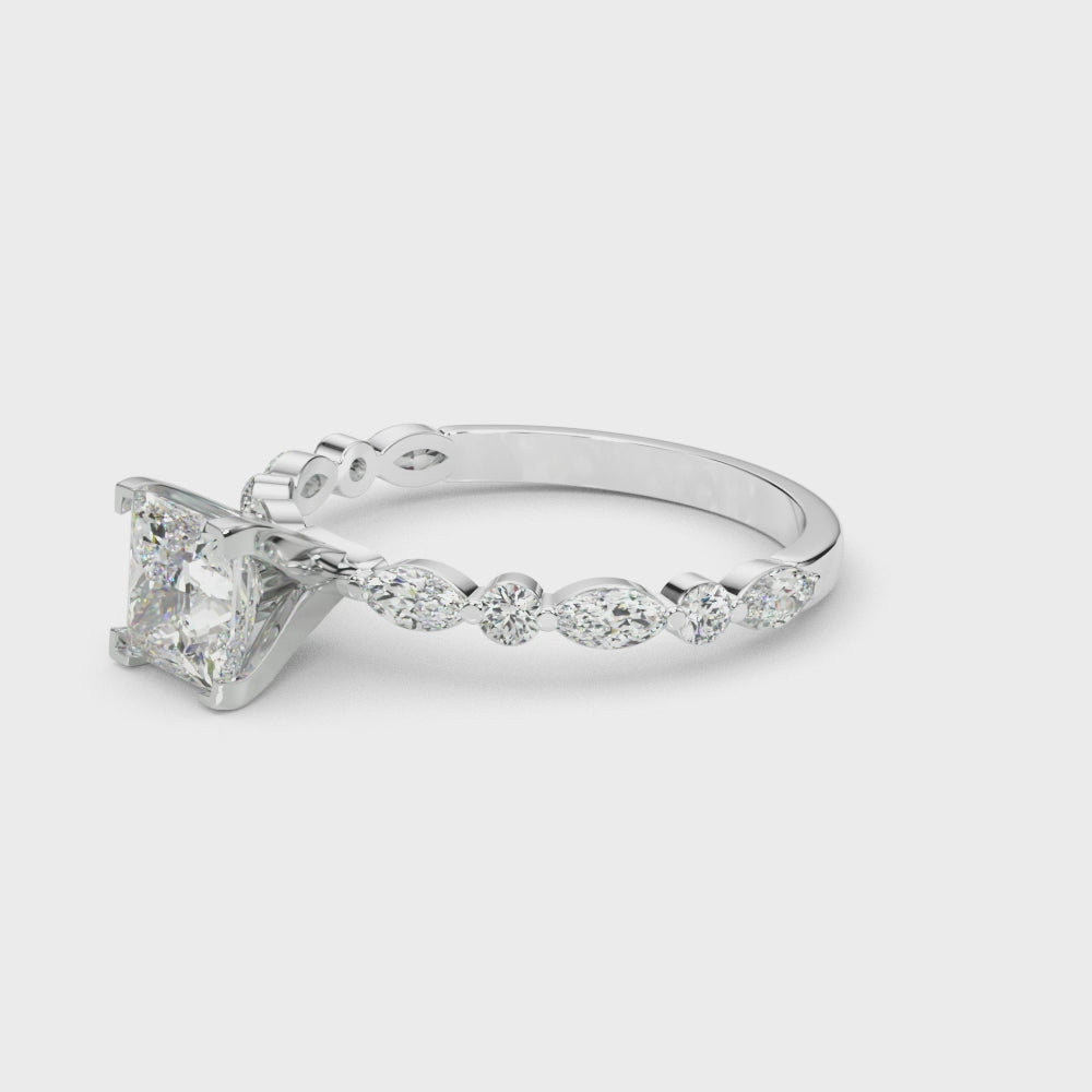 Princess with Marquise Alternating Band