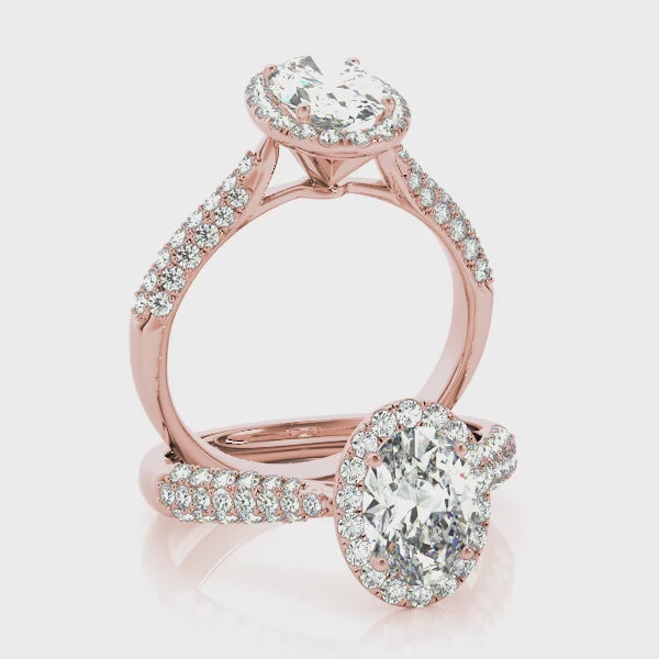 Oval Halo with Triple Pave Band