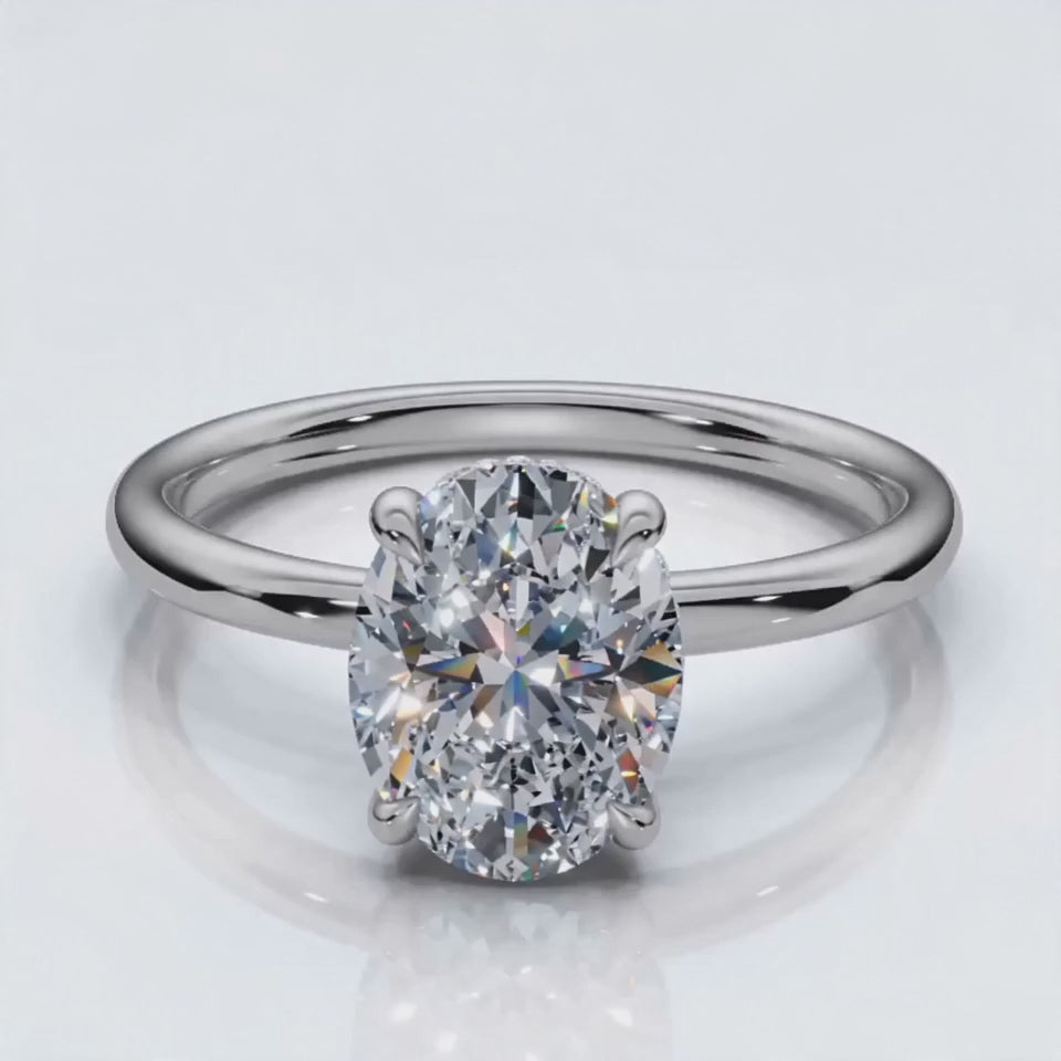 Oval Solitaire with Hidden Halo