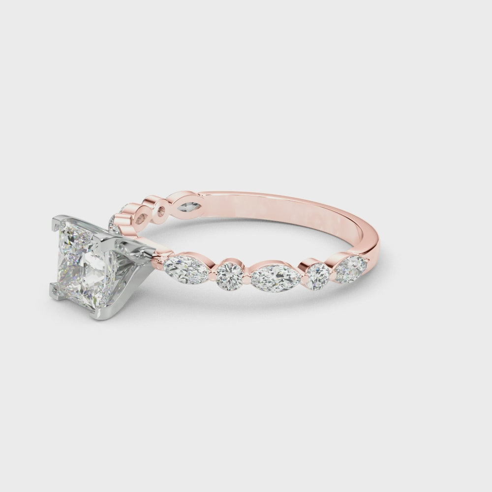 Princess with Marquise Alternating Band
