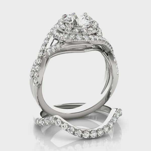 Round Double Halo Infinity Ring