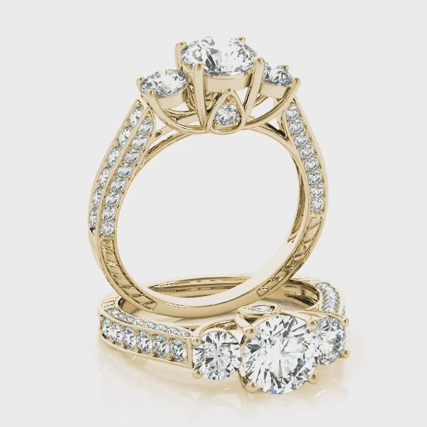 Round 3 Stone with Triple Pave Band