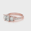 Princess 3 Stone Trellis Pave Ring
