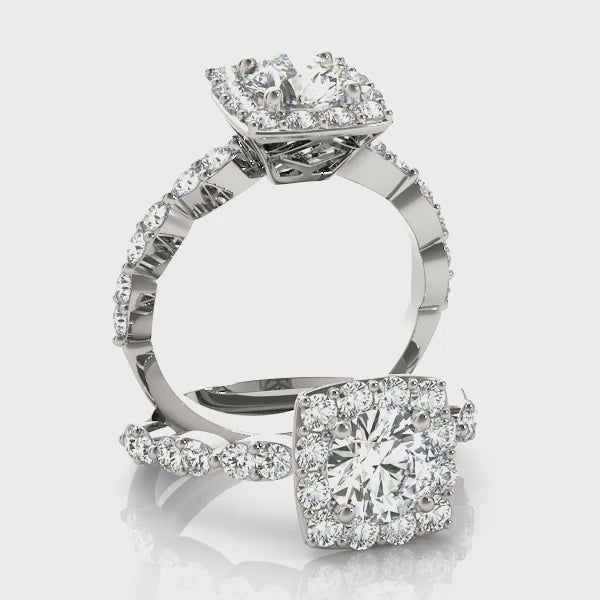 Round Halo with Double Stone Band