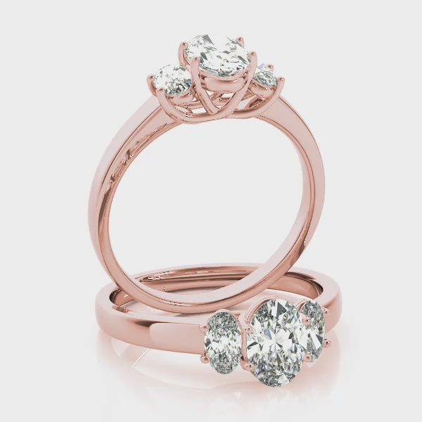 Classic Oval 3 Stone Trellis Ring