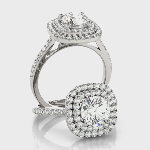 Round Double Halo Ring