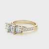 Princess 3 Stone Trellis Pave Ring