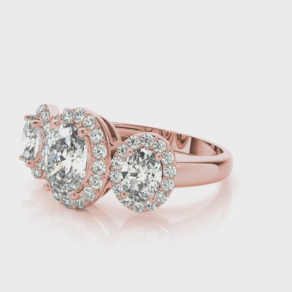 Triple Oval Halo Ring