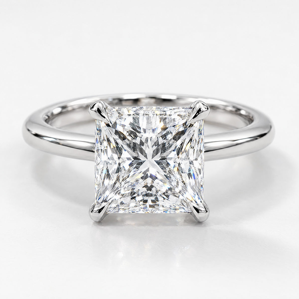 Princess Cathedral Solitaire in 14K white gold, front view