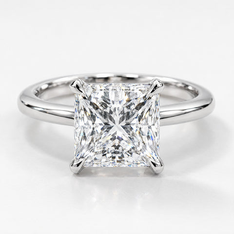 Princess Cathedral Solitaire in 14K white gold, front view