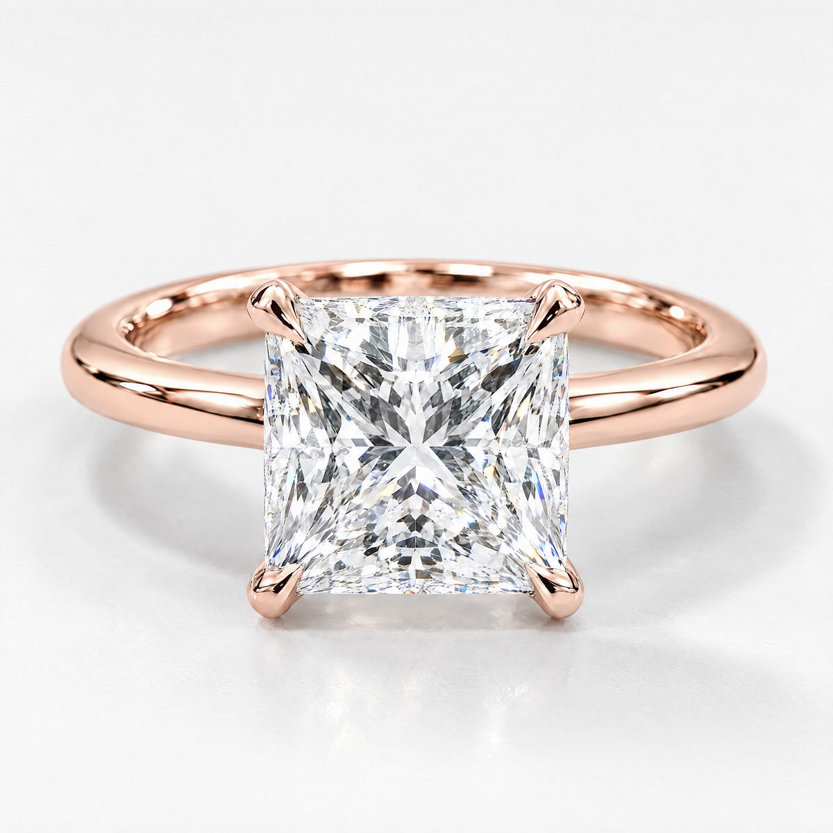 Princess Cathedral Solitaire in 14K rose gold