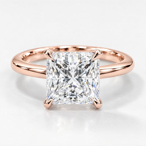 Princess Cathedral Solitaire in 14K rose gold