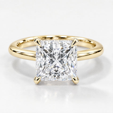 Princess Cathedral Solitaire in 14K yellow gold
