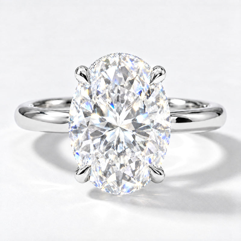 Oval Solitaire with Hidden Halo