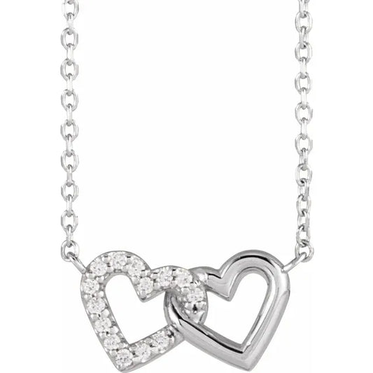 0.05 CTW Diamond Petite Double Interlocking Heart Necklace
