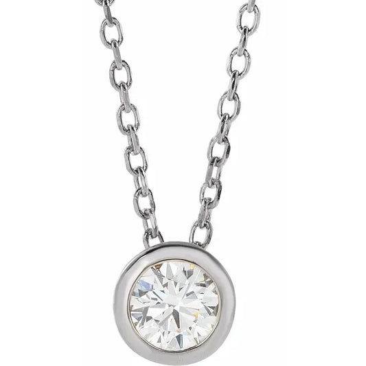 1/6 CT Natural Diamond Bezel-Set 16-18" Necklace