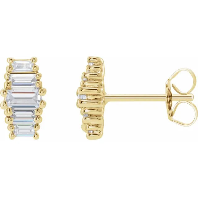 1/2 CTW Lab-Grown Diamond Baguette Step Earrings