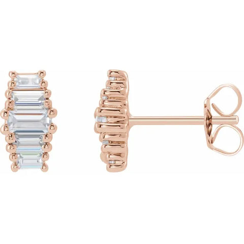 1/2 CTW Lab-Grown Diamond Baguette Step Earrings
