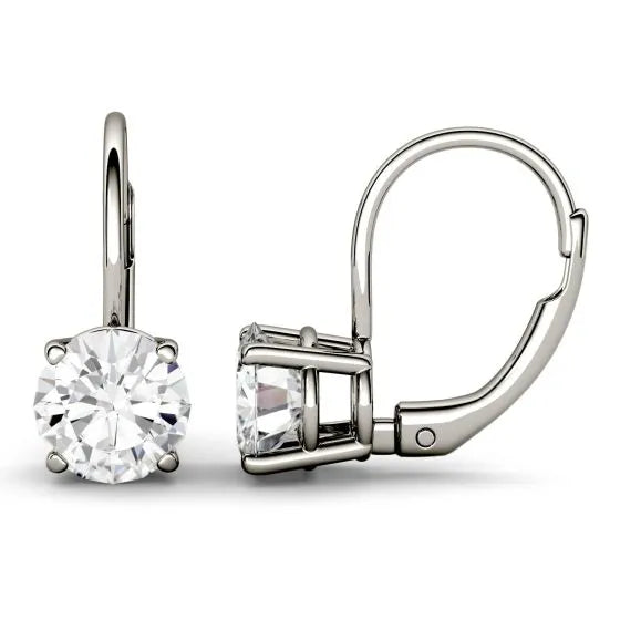 Round Moissanite Leverback Earring