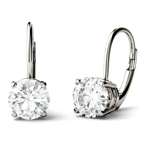 Round Moissanite Leverback Earring