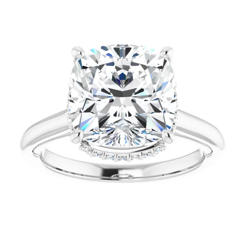 Cushion Solitaire with Hidden Halo