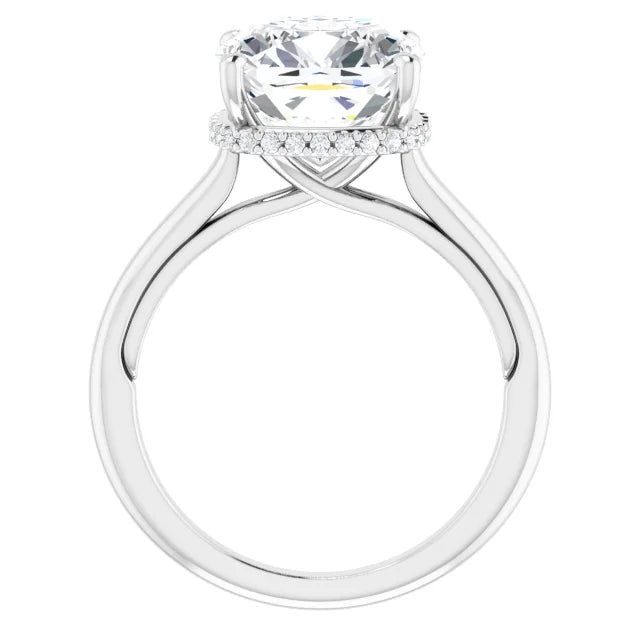Cushion Solitaire with Hidden Halo