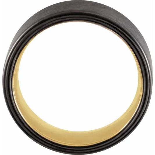 8 mm Tungsten Half 18K Gold Men's Flat Edge Band