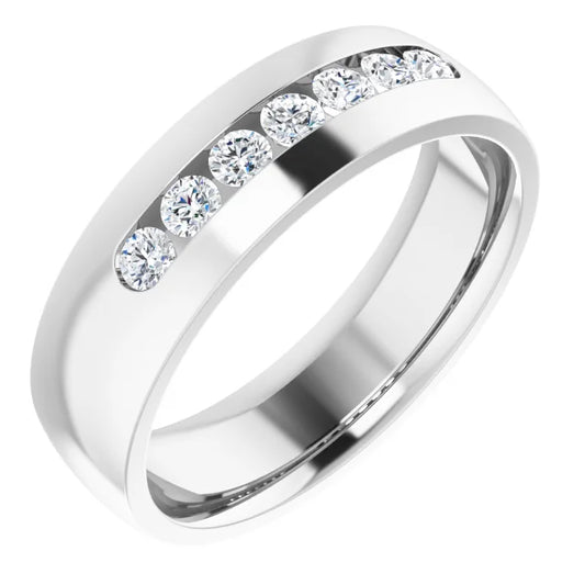 7 Stone Moissanite Channel Men's Band