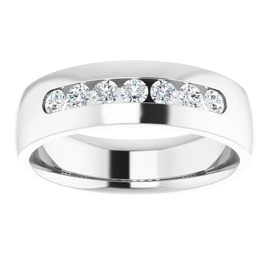 7 Stone Moissanite Channel Men's Band