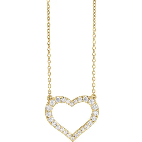 3/8 CTW Lab-Grown Diamond Heart 16-18" Necklace