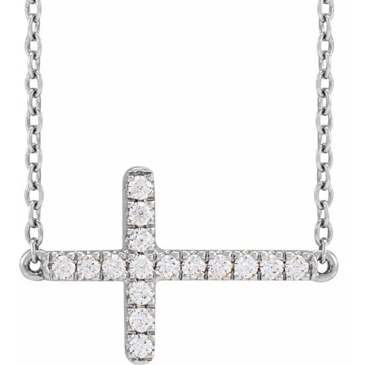 1/6 CTW Lab-Grown Diamond Sideways Cross Necklace