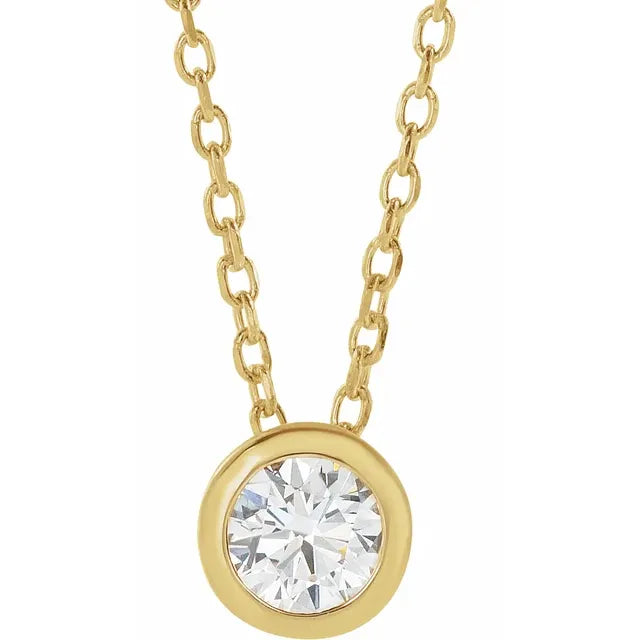 1/6 CT Natural Diamond Bezel-Set 16-18" Necklace