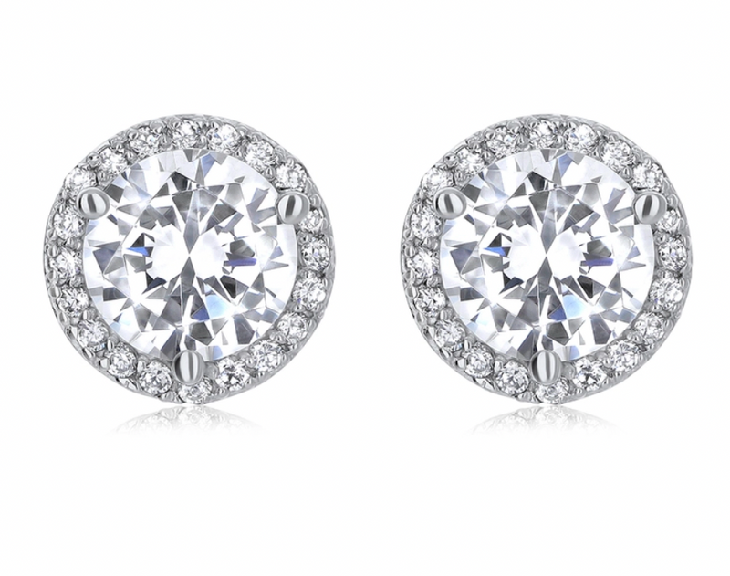 Round Halo Moissanite Studs