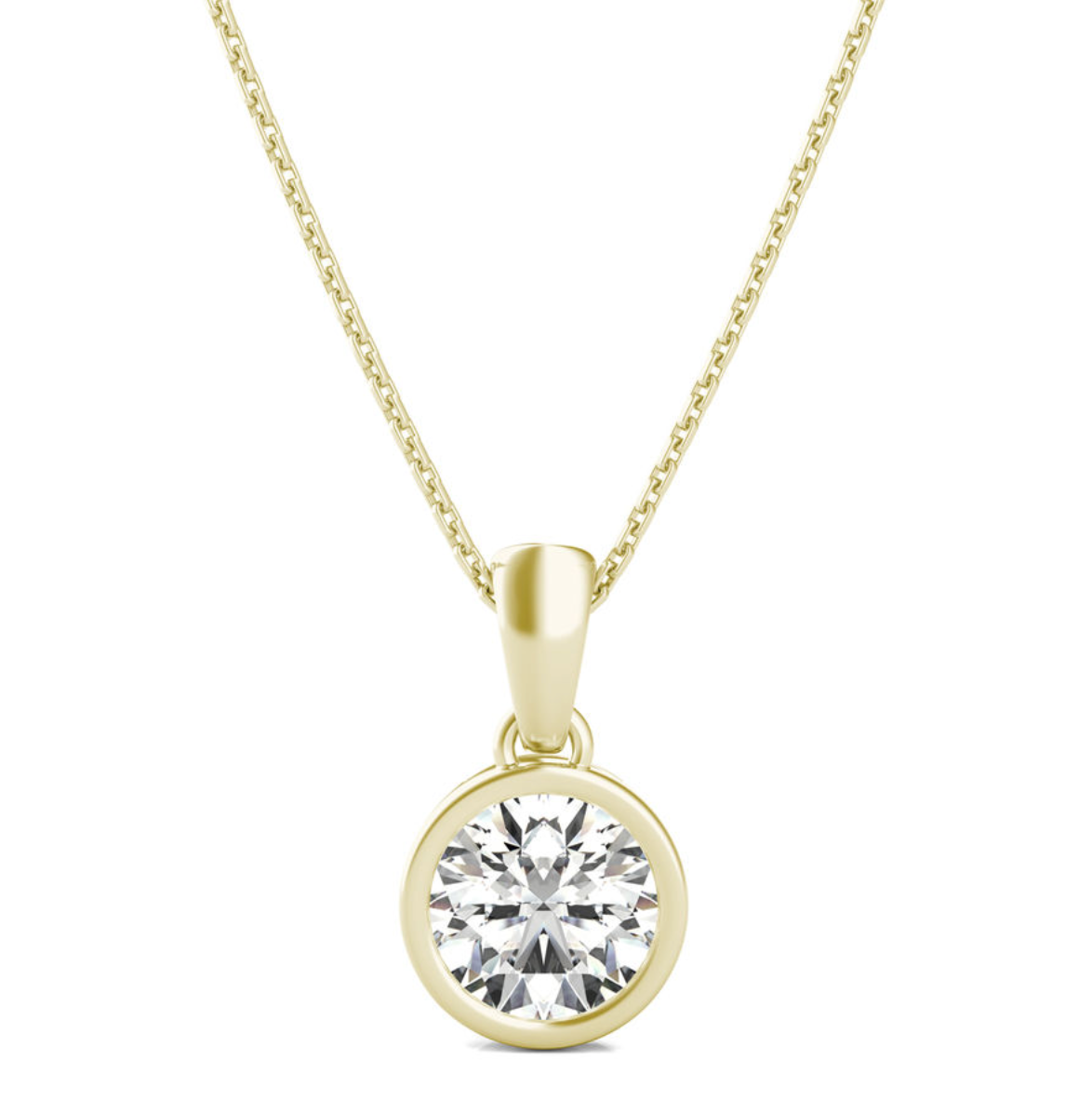 1 CT Bezel Round Necklace