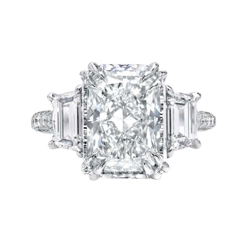 Radiant Three Stone Ring