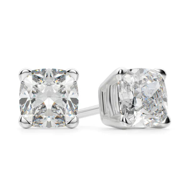 Cushion Moissanite Studs (4-Prong)